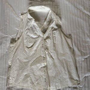 Faded Glory White Sleeveless Button Down Shirt